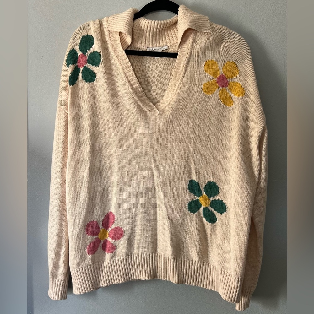 CATO | Women’s Floral Cream Sweater | XL